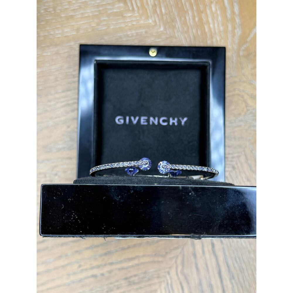 Givenchy Crystal Bracelet & Earrings Set Blue Rhinestone Jewelry Gift Box - Picture 2 of 4